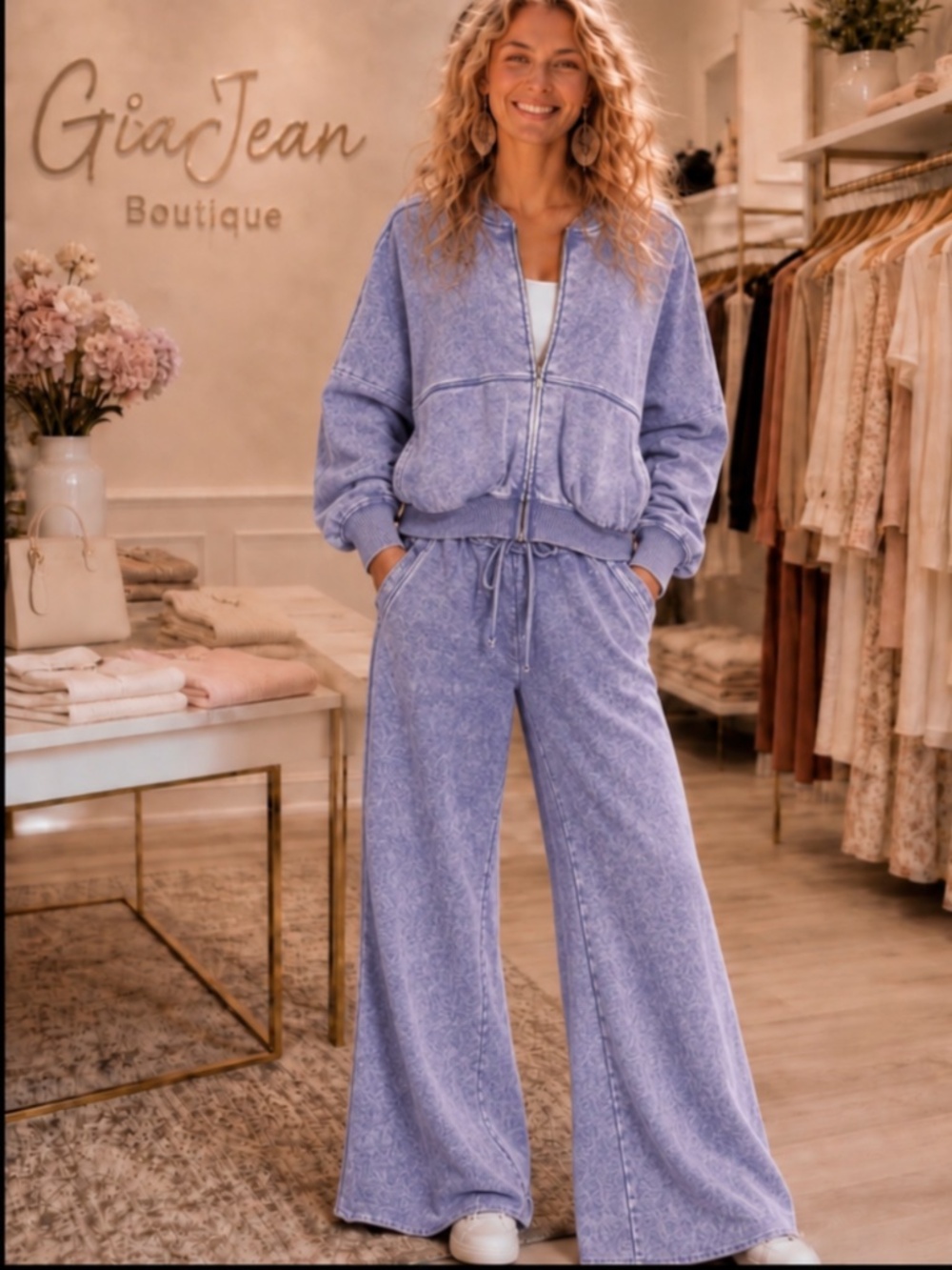❤️ ZENANA “ COURTNEY 2 “ ZENANA TWO PIECE ACID WASH SWEAT SUIT SET